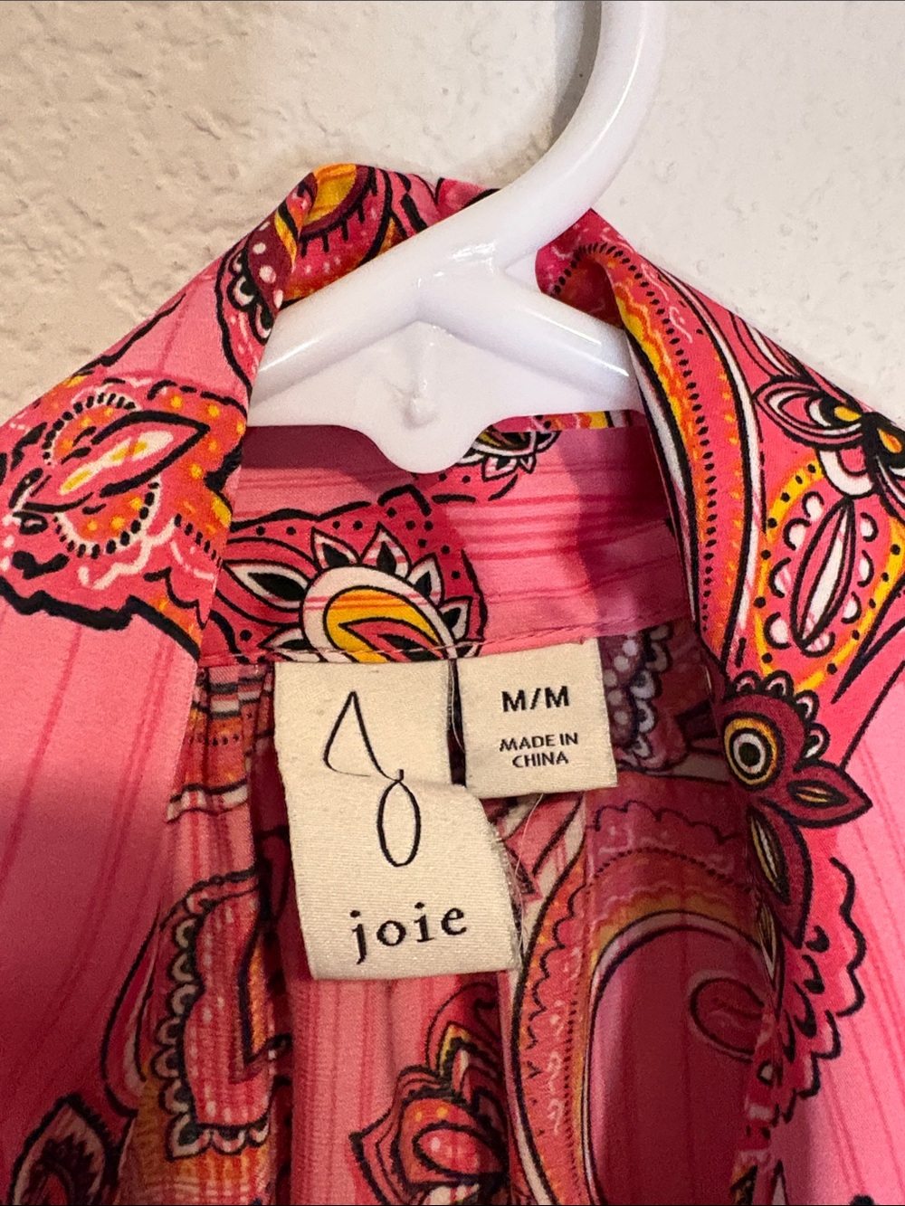 Joie Pink Paisley Tie-Neck Flutter Sleeve Blouse - Picture 2 of 4